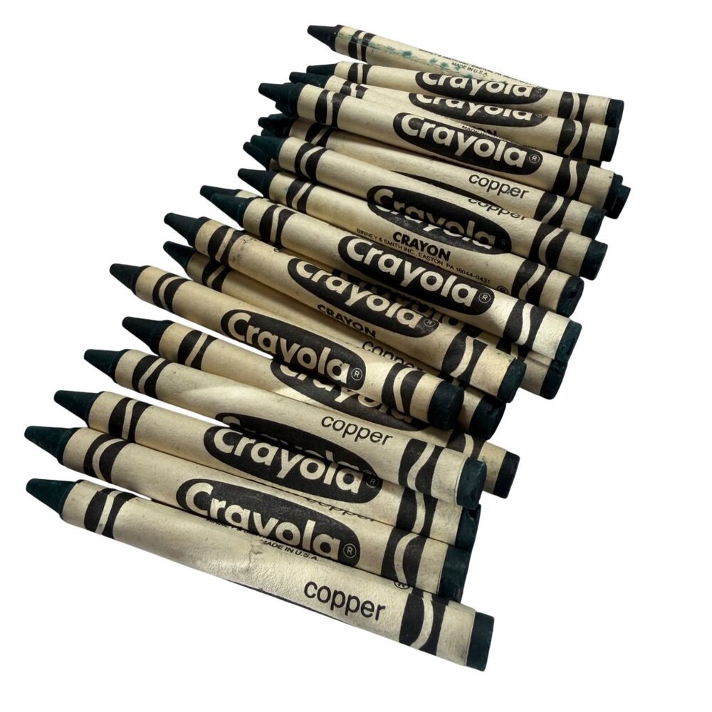 Vintage Discontinued Formula Crayola Tarnished Copper Crayons Pack 16 Unique Met
